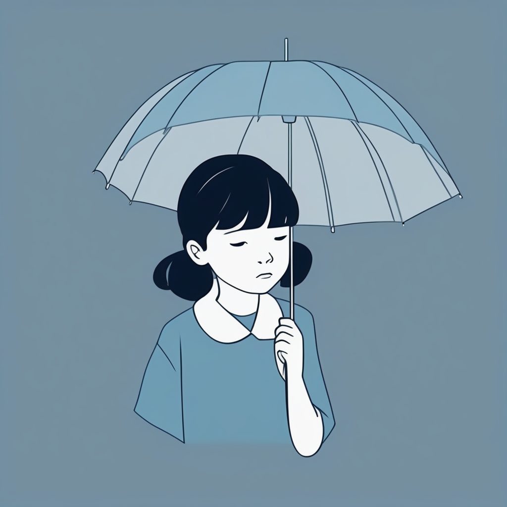 极简线条:撑着透明伞略带忧郁的二次元少女 53 极简线条:撑着透明伞略带忧郁的二次元少女