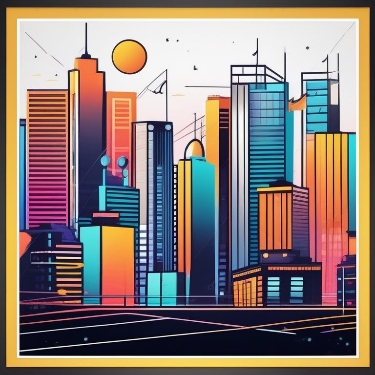 极简线条都市夜景海报