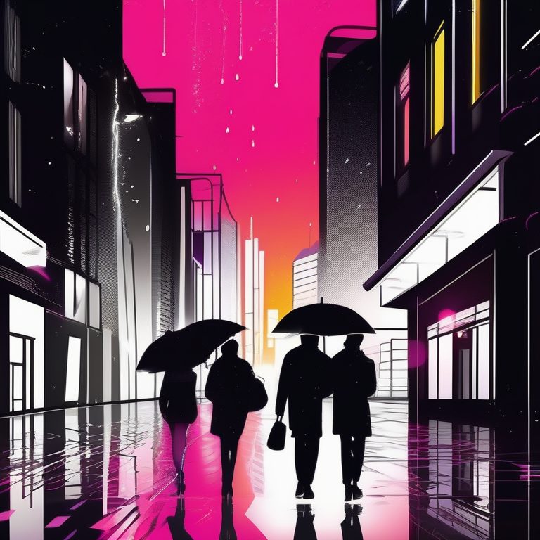 极简线条都市雨夜