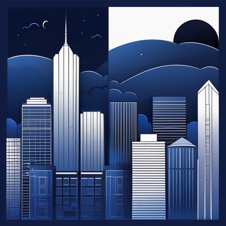 极简线条风格的都市夜景