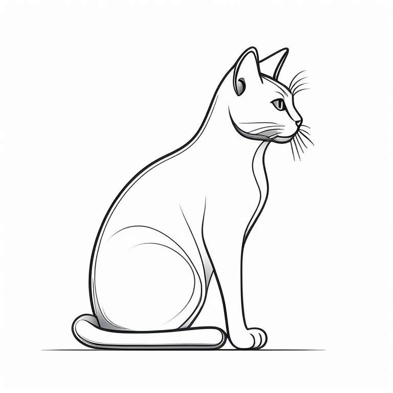 极简线条风·灰色猫咪侧影