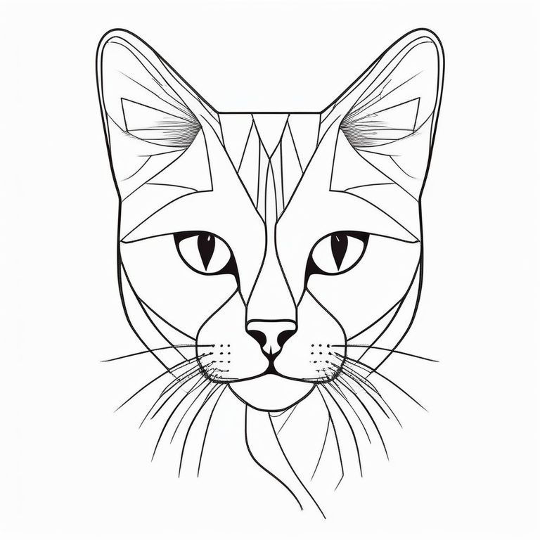 极简线条猫咪插画