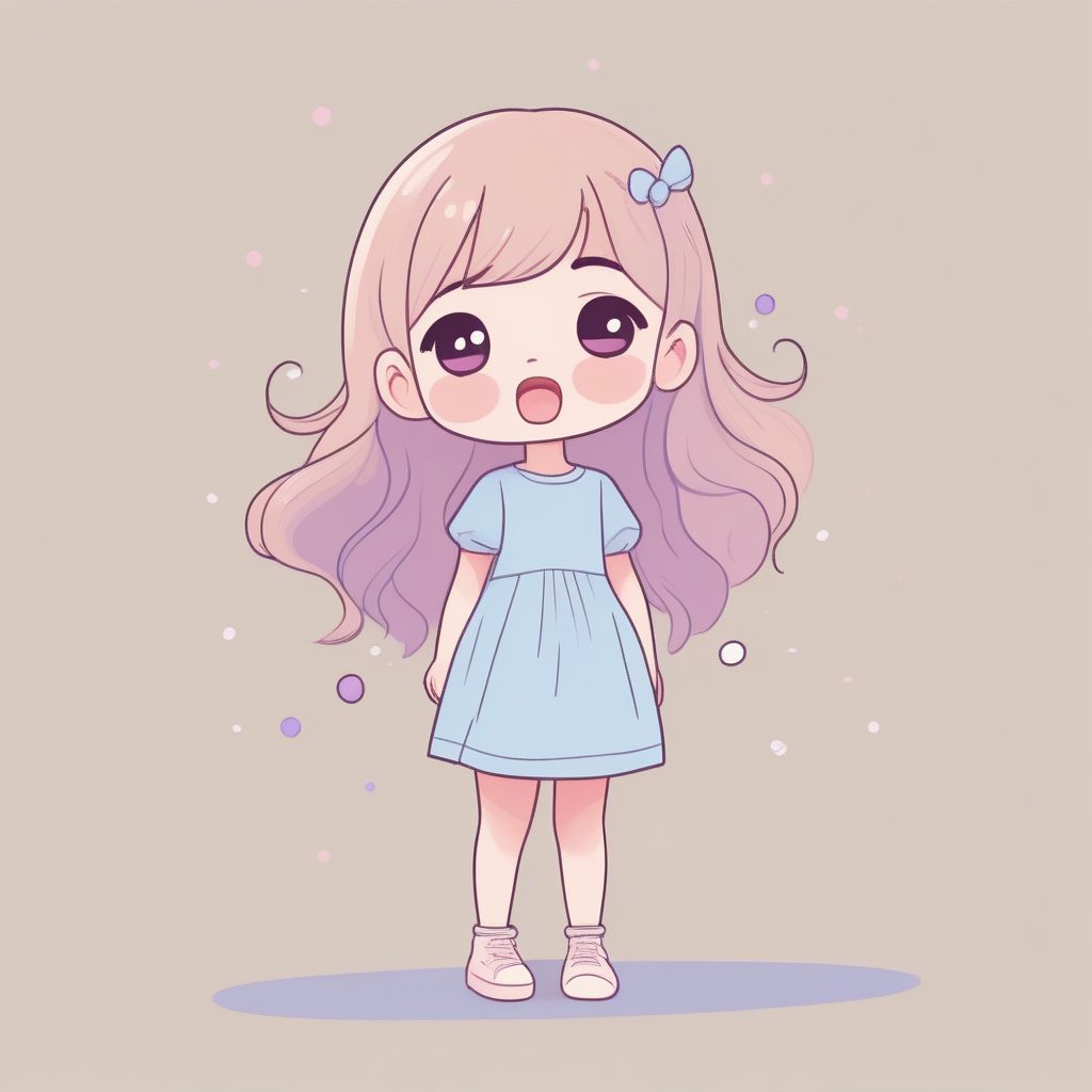 极简线条：Q版女孩戏剧性假哭，超可爱全身涂鸦