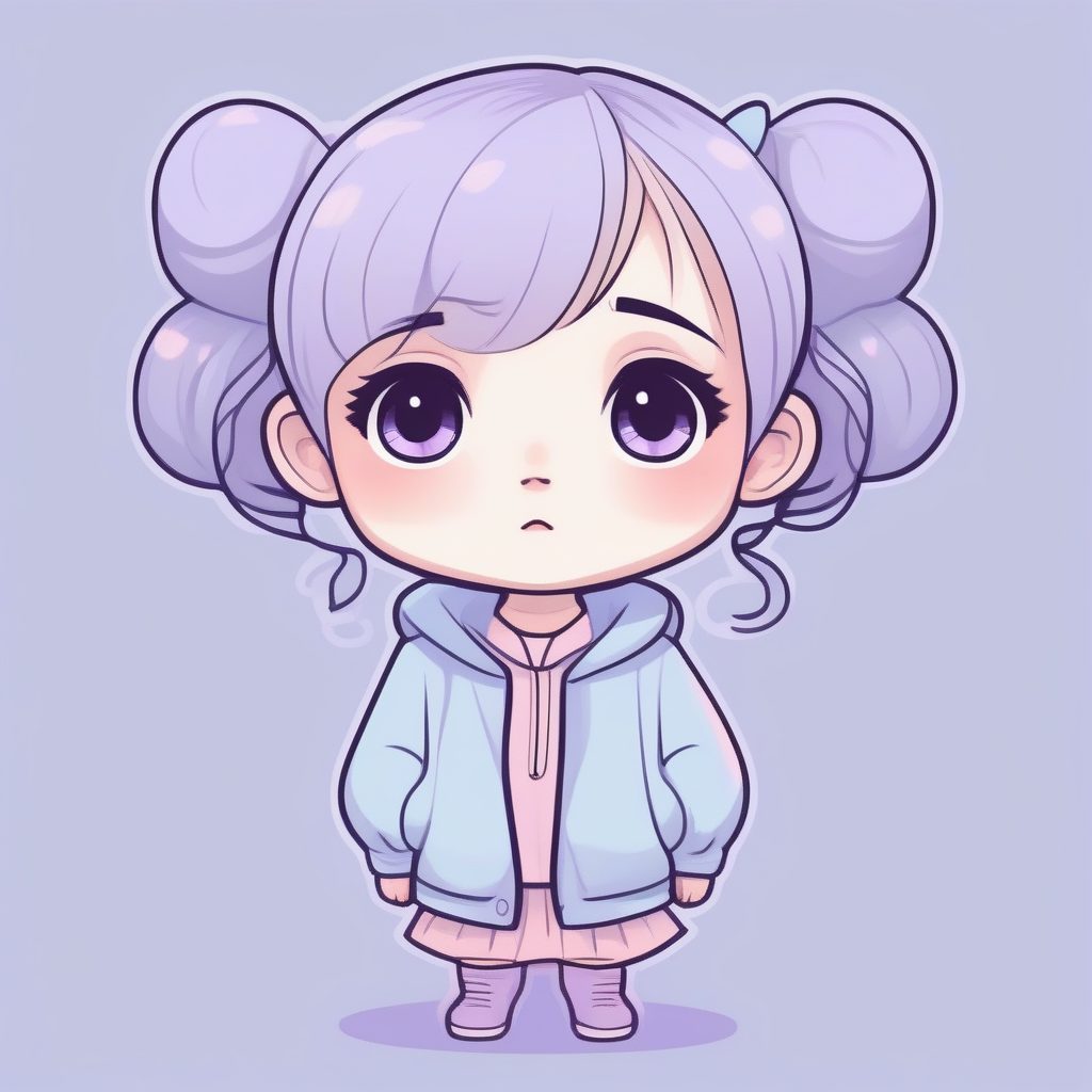 极简线条Q版少女：夸张委屈的哭泣表情