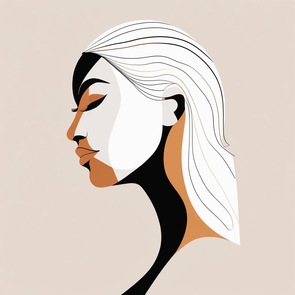 极简线条人像：扁平风侧脸抽象插画