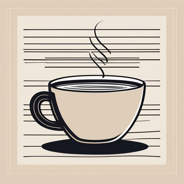 极简线条艺术海报:一个咖啡杯