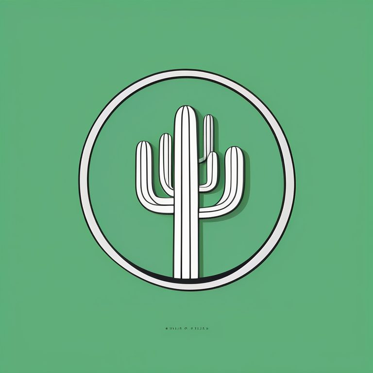极简线条艺术海报:一棵仙人掌