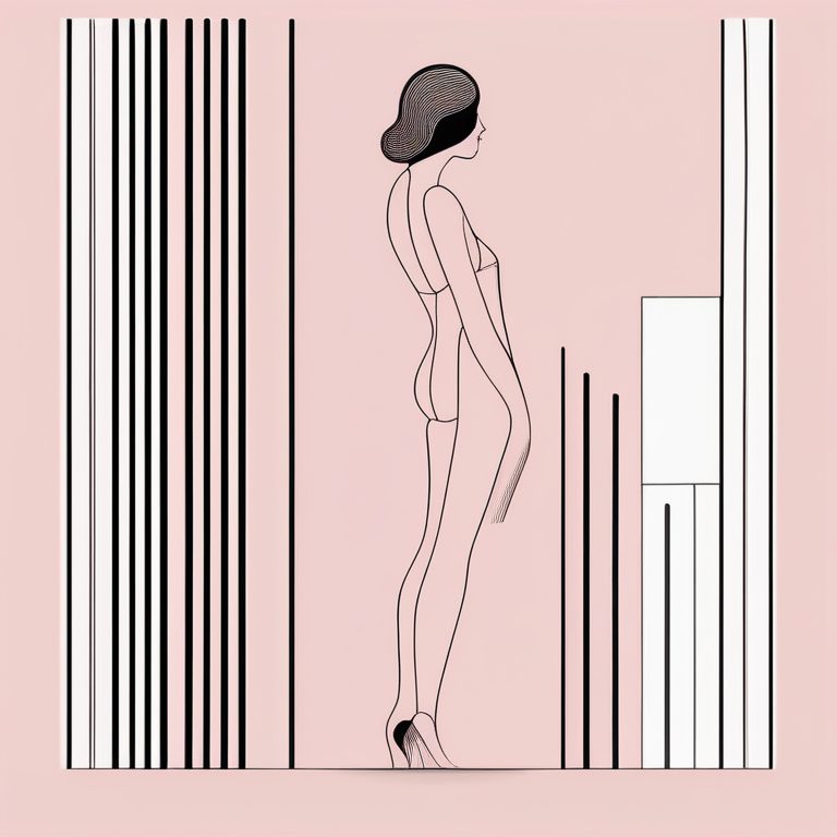 极简线条艺术海报:一位站立女性