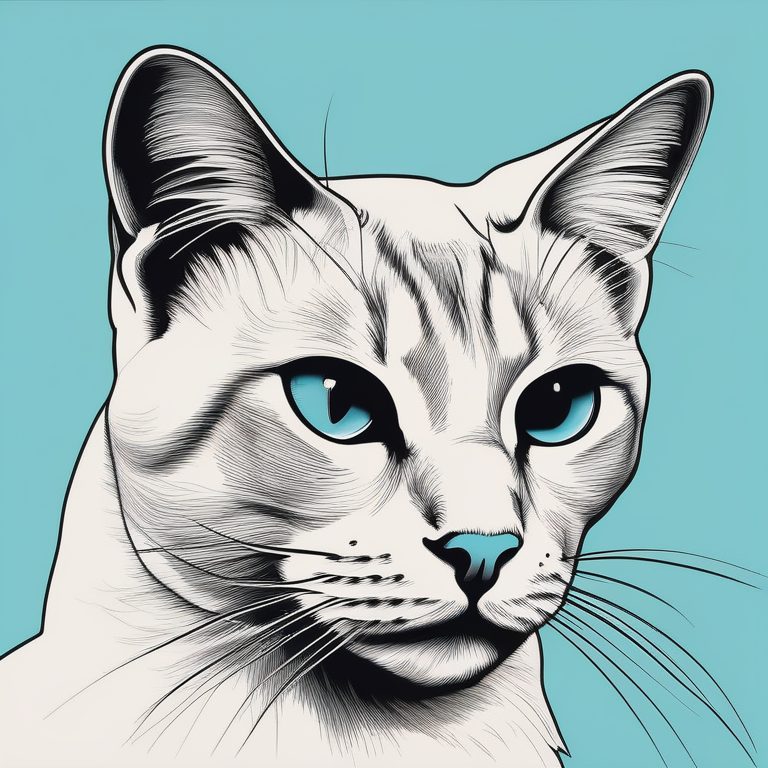 极简线条艺术海报:一只猫咪