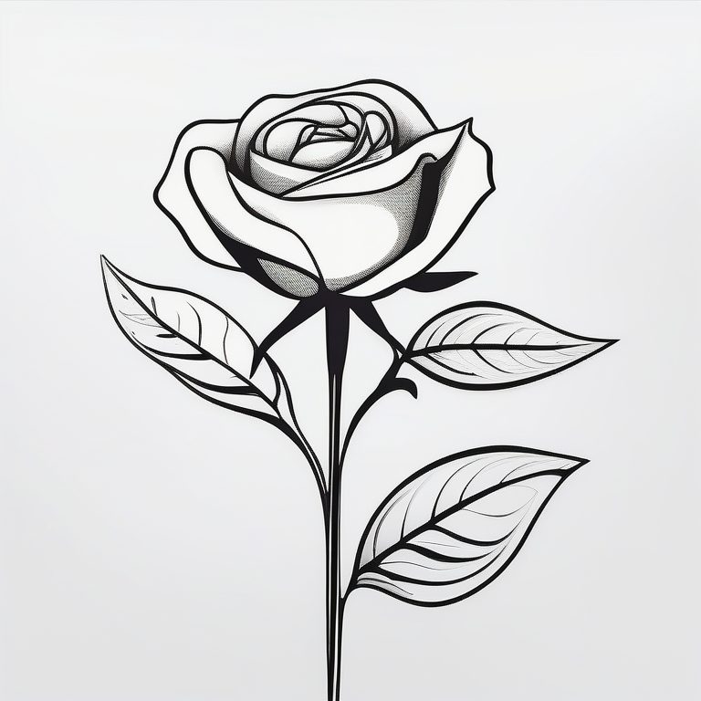 极简线条艺术海报:一枝玫瑰花