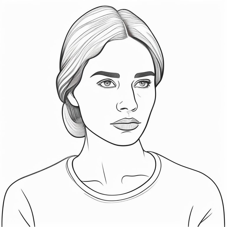 极简线条艺术人像插画——迷茫的女孩