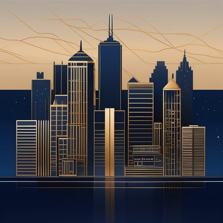 极简线条艺术下的城市夜景