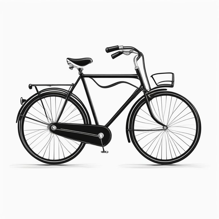 极简线条艺术·一辆老式自行车·单色线描