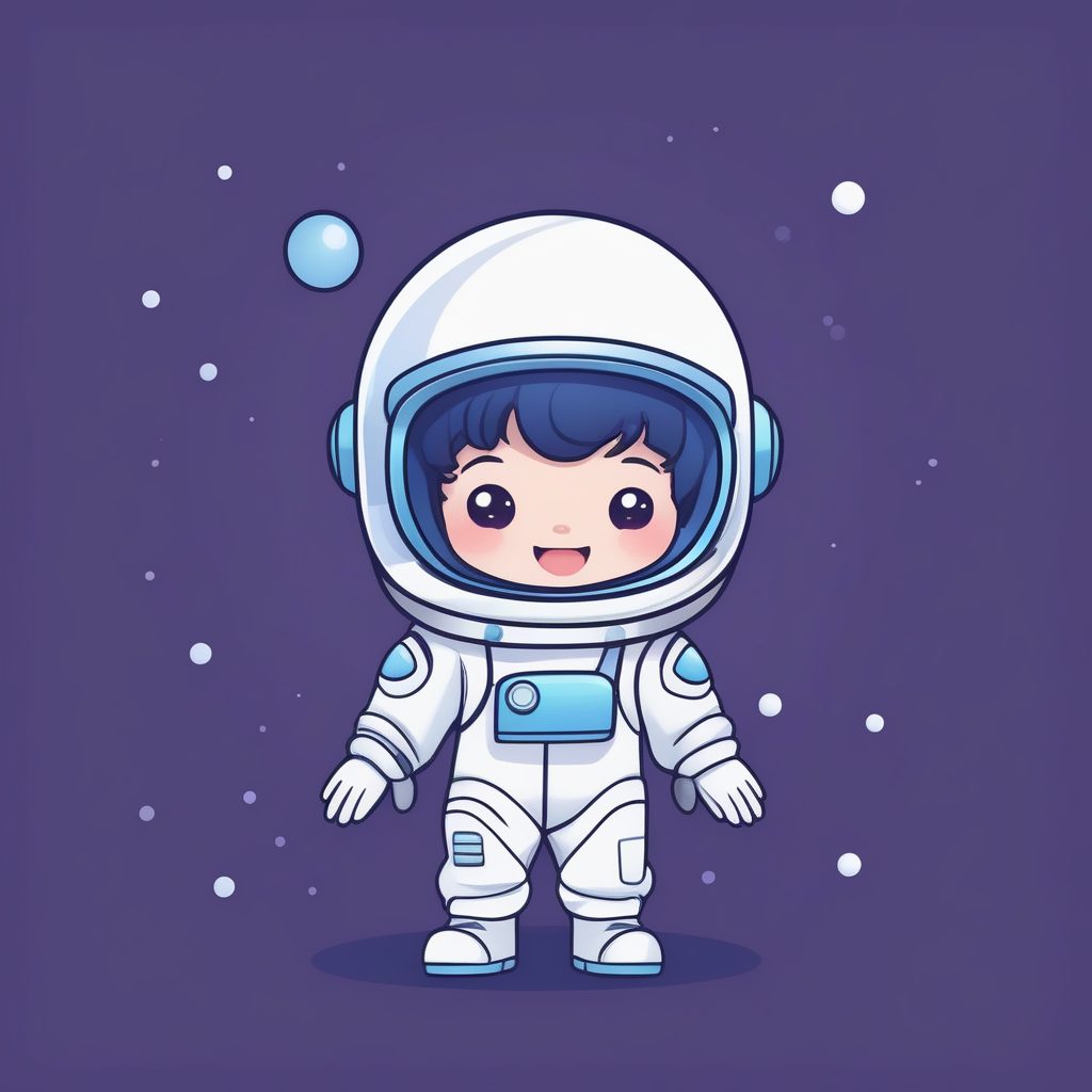 极简线条宇航服Q版男孩挥手