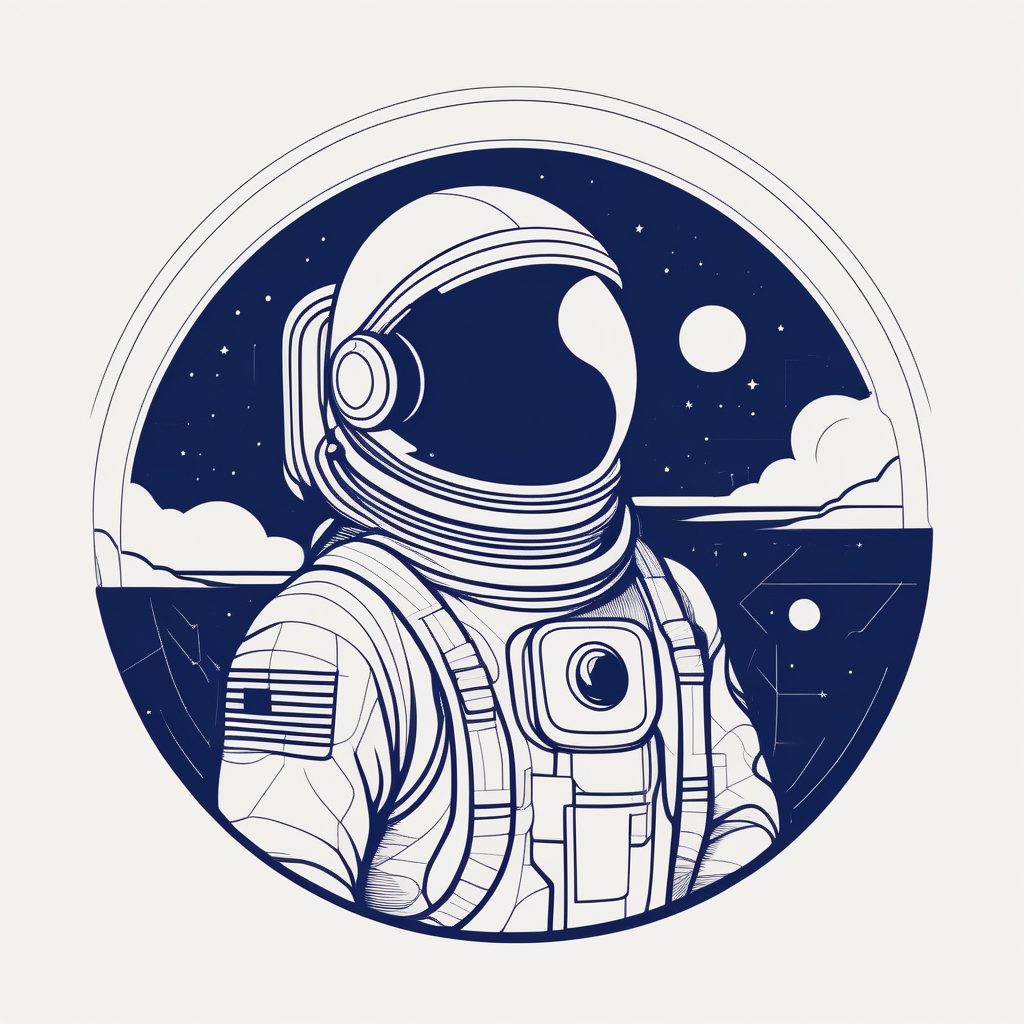 极简线条宇航员：凝视地球的扁平化太空主题