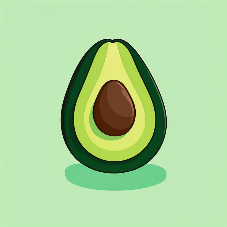 极简向量食物插图——一个切片牛油果