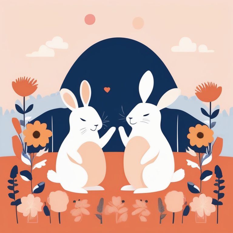 极简向日葵田可爱动物海报