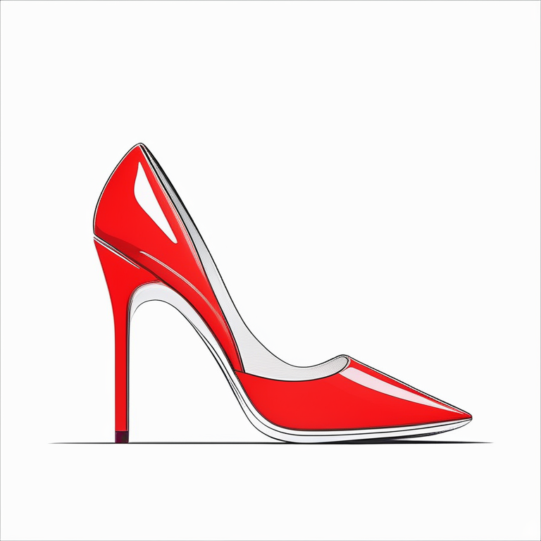 极简新潮时尚插画 | 一个红高跟鞋
