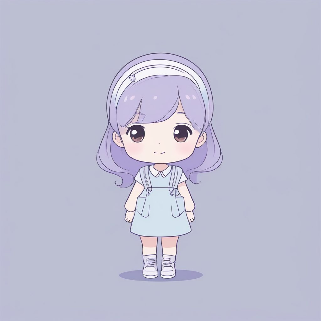 极简羞涩Q版：薰衣草与蓝调温柔配色，纯灰背景AI提示词