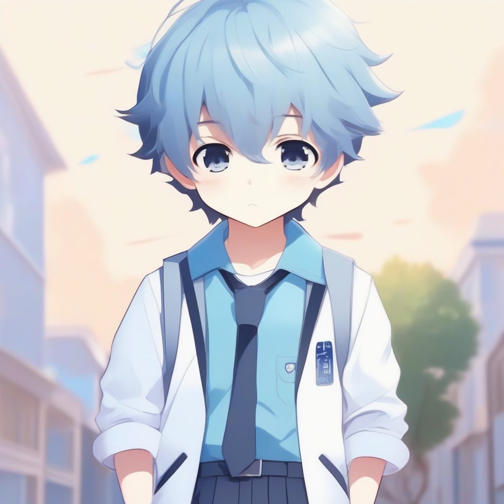 极简学院风Q版男孩：高细节卡哇伊站立照与柔和布光