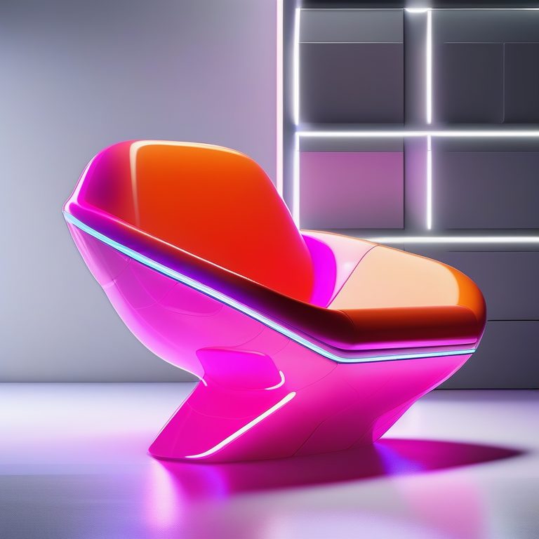 极简荧光Y2K风格照片:一把未来感椅子