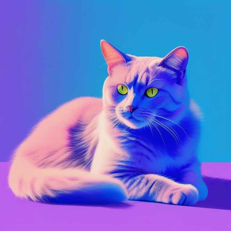 极简荧光Y2K时尚动物照:一只猫