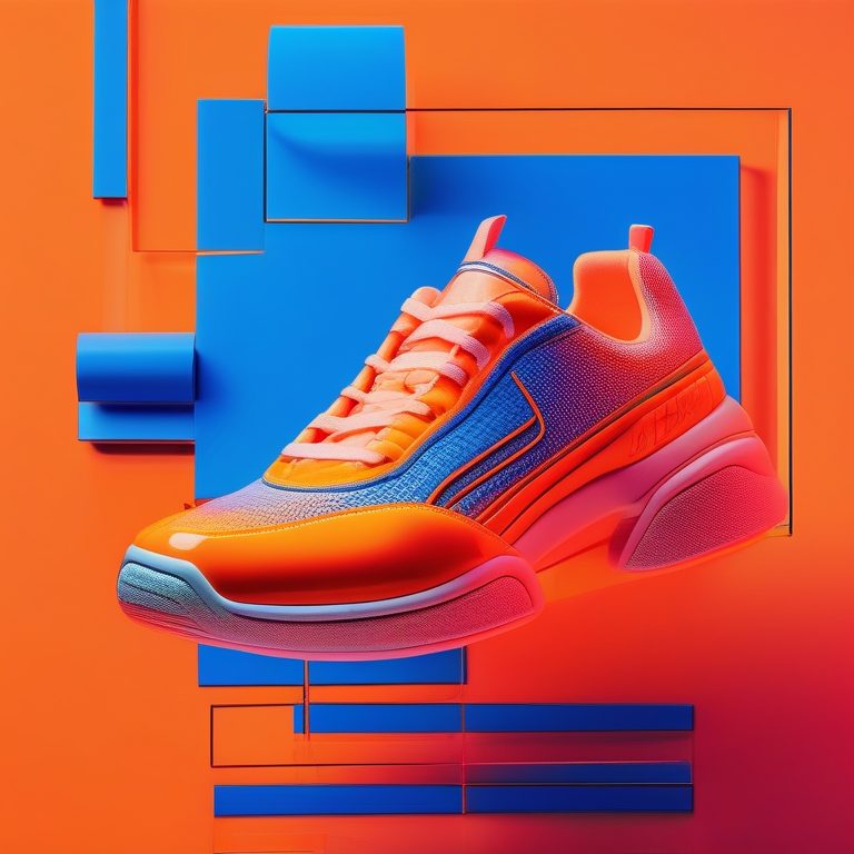 极简荧光Y2K时尚静物照：一个运动鞋