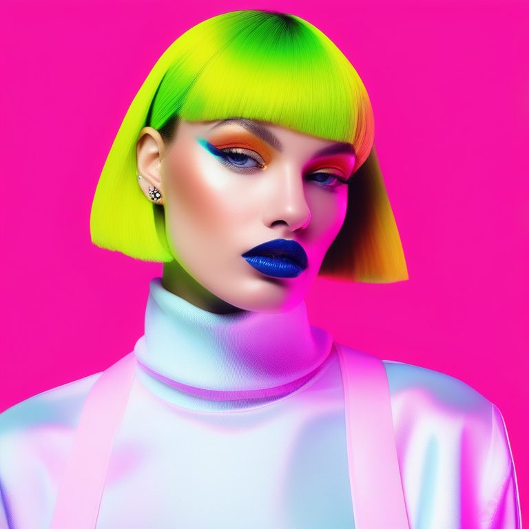 极简荧光Y2K时尚人像照片:一个时尚女生