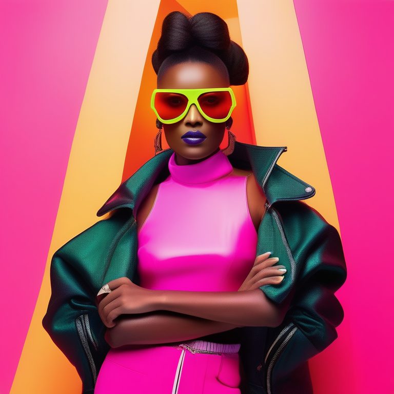 极简荧光Y2K时尚人像照片:一位女生