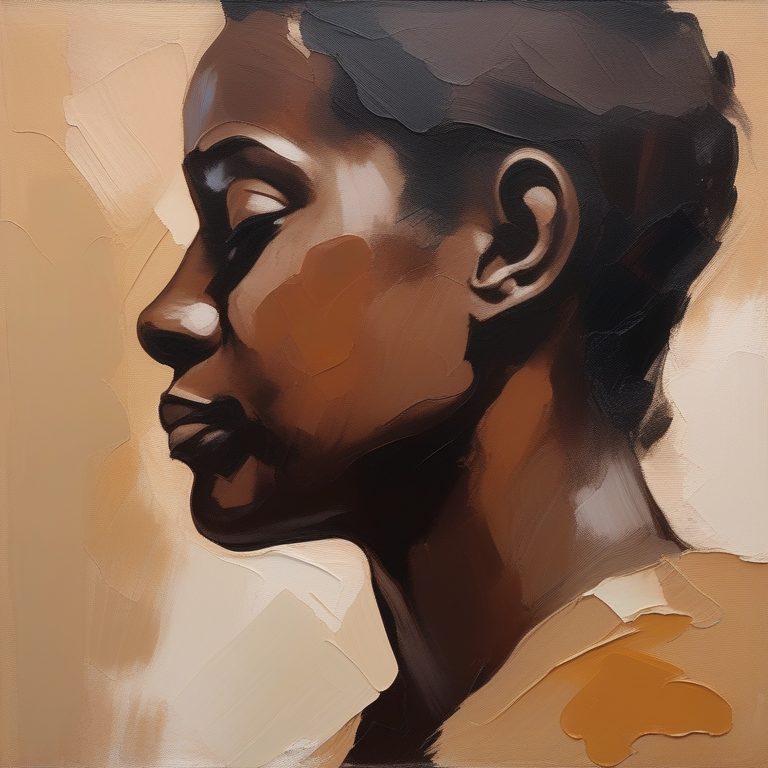 极简油画风侧脸肖像