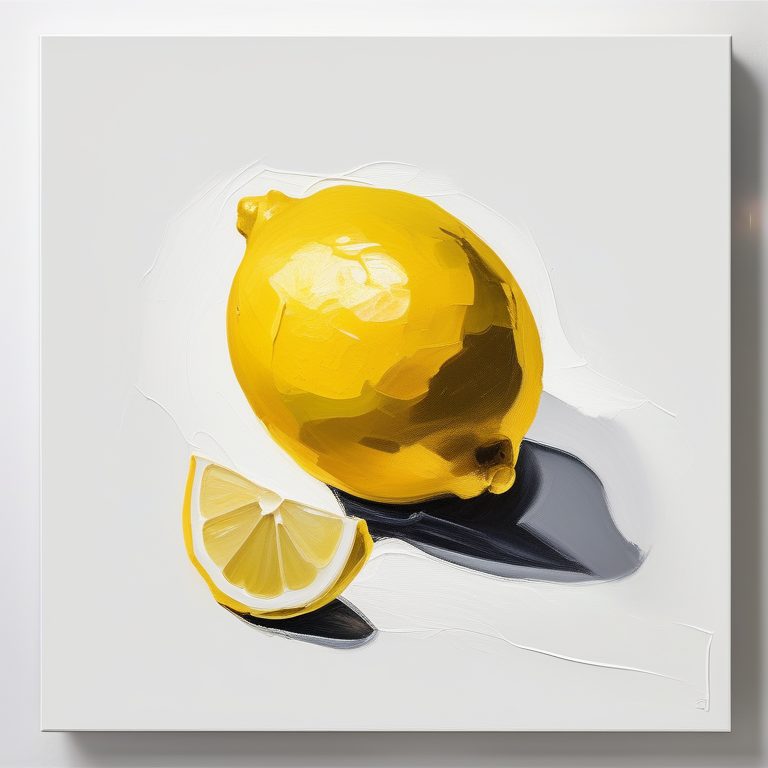 极简油画厚涂风格柠檬