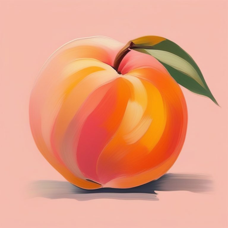 极简优雅印象派油画桃子