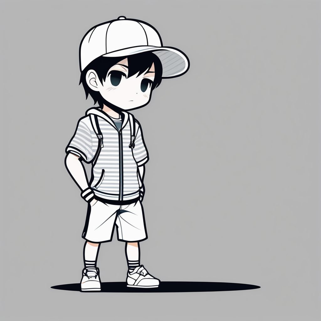 极简运动风Q版戴棒球帽男孩