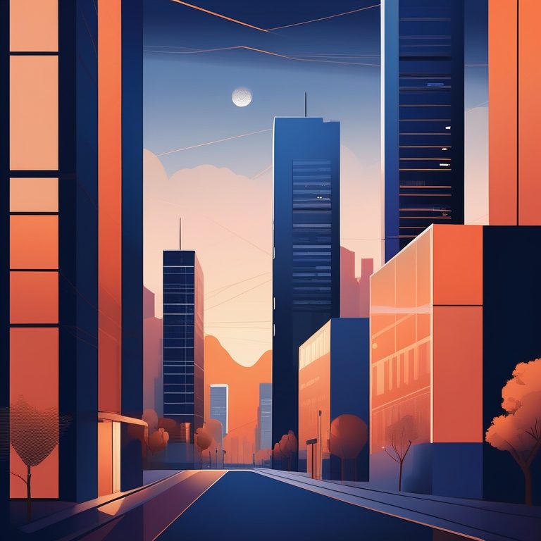 极简主义城市黄昏建筑插画