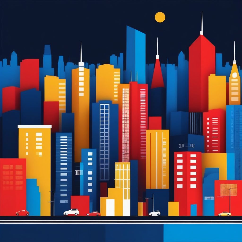 极简主义城市天际线:扁平化矢量艺术海报设计 1 极简主义城市天际线:扁平化矢量艺术海报设计