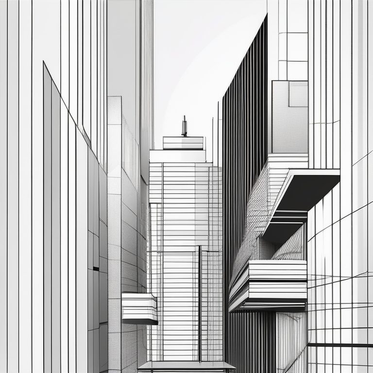 极简主义城市线条建筑群