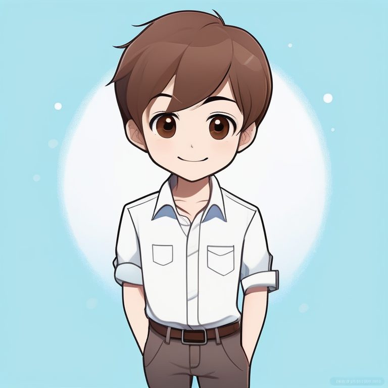 极简主义动漫Q版棕发少年头像