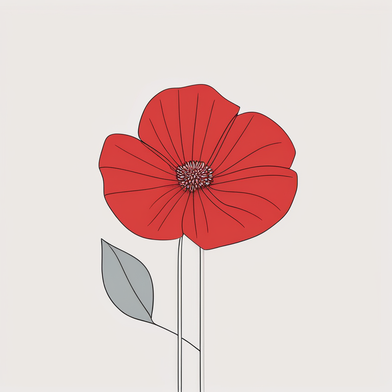 极简主义概念艺术:单一红色花朵