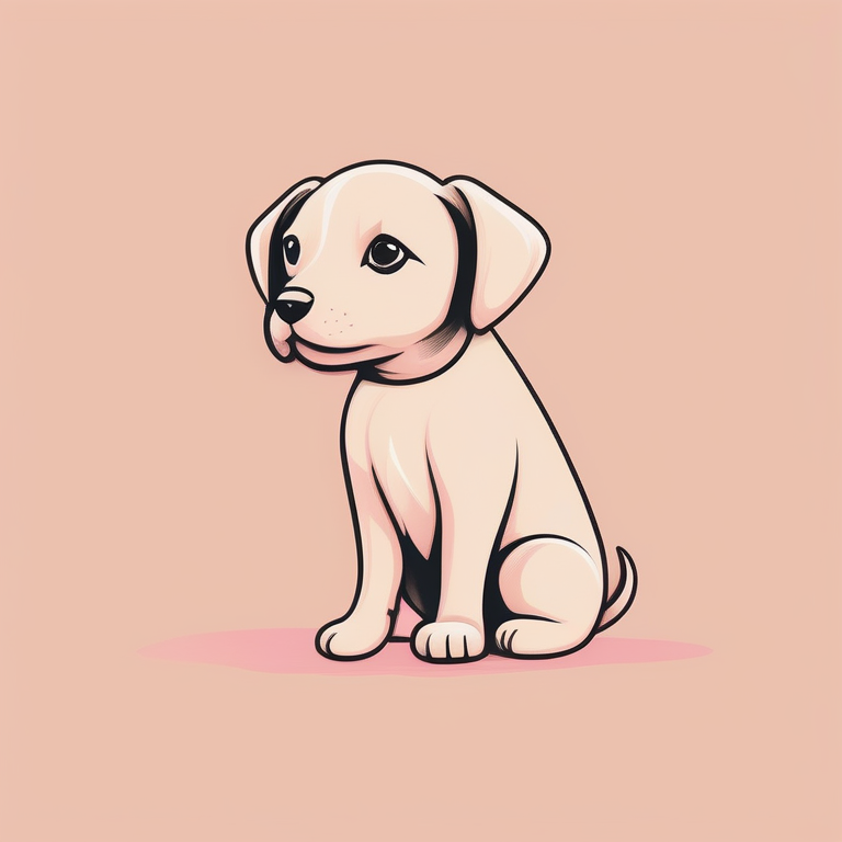 极简主义概念艺术:一只坐着的小狗