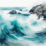 极简主义海浪:湿画法下蓝色调的海洋抽象 6 ji jian zhu yi hai lang shi hua fa xia lan se diao de hai yang chou xiang