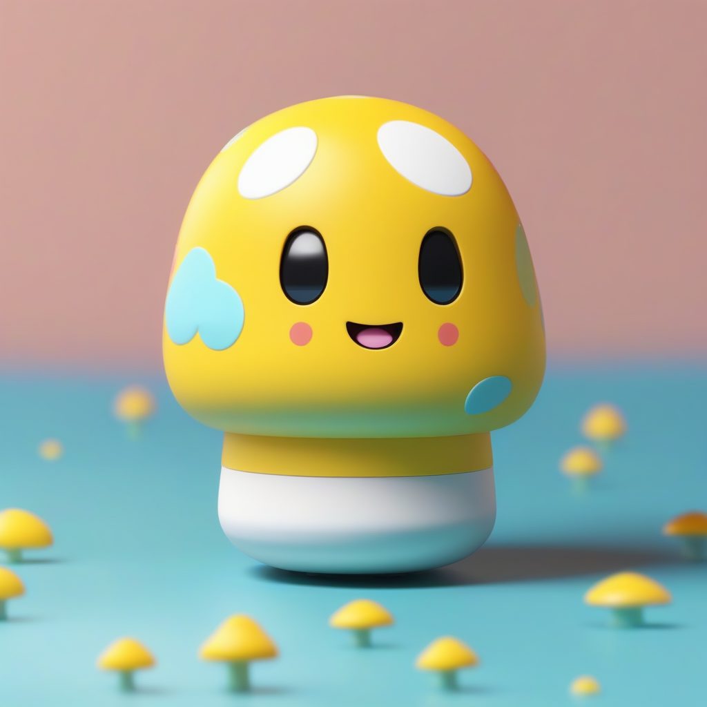 极简主义黄色蘑菇精灵:C4D高光泽粘土渲染,高转化率AI关键词合集 39 极简主义黄色蘑菇精灵:C4D高光泽粘土渲染,高转化率AI关键词合集