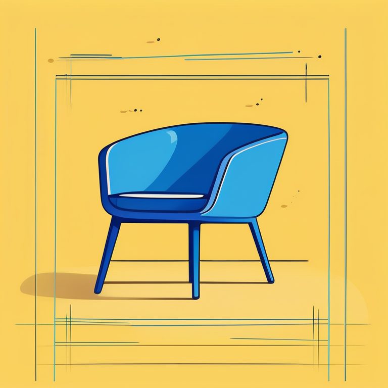极简主义孟菲斯风格蓝色椅子插画