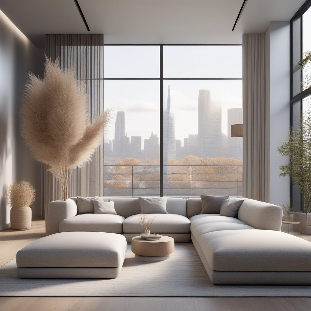 极简主义明亮客厅:都市阳光与舒适的亚麻沙发 1 极简主义明亮客厅:都市阳光与舒适的亚麻沙发