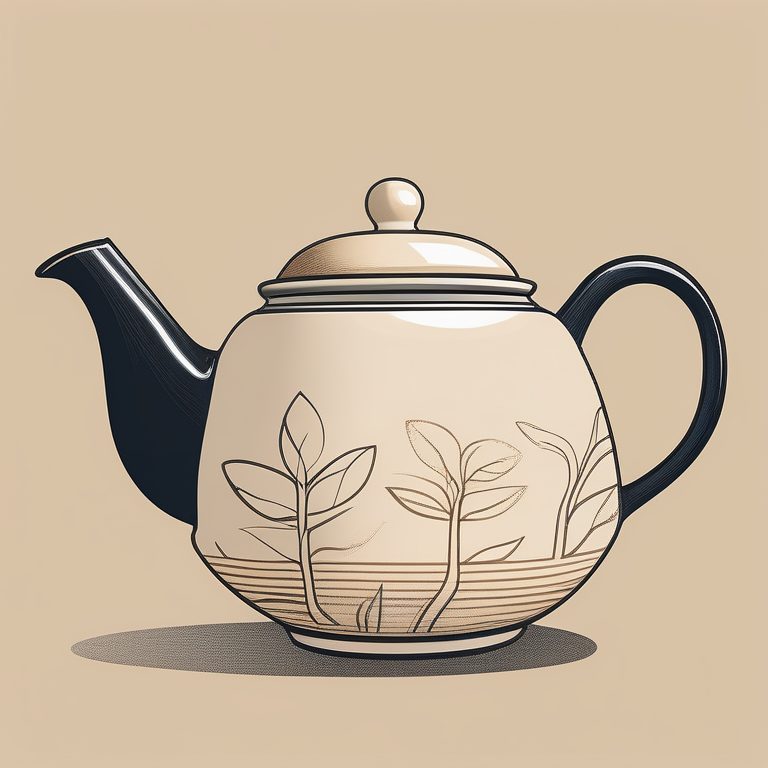 极简主义木刻日式风格陶瓷茶壶