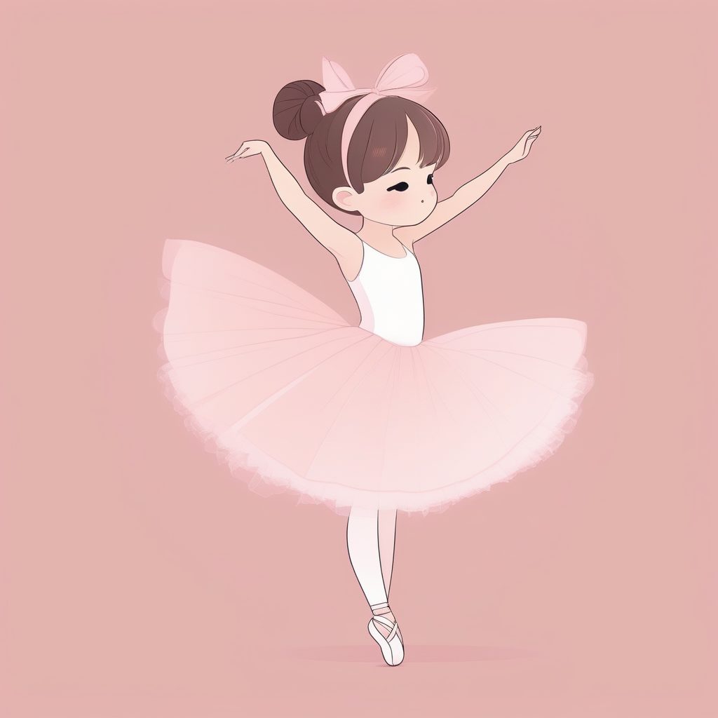 极简主义Q版芭蕾舞女孩2D插画提示词：优雅与精致线条