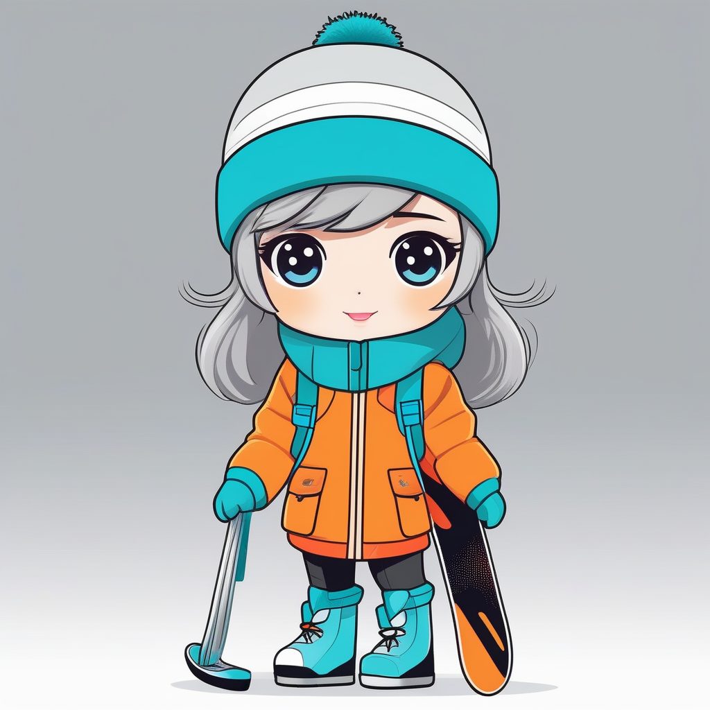 极简主义Q版滑雪少女：Vibrant Vector 2D动漫角色提示词分享