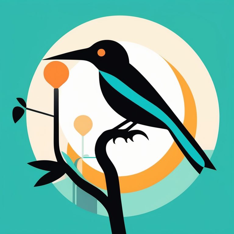 极简主义矢量风格的抽象热带鸟类