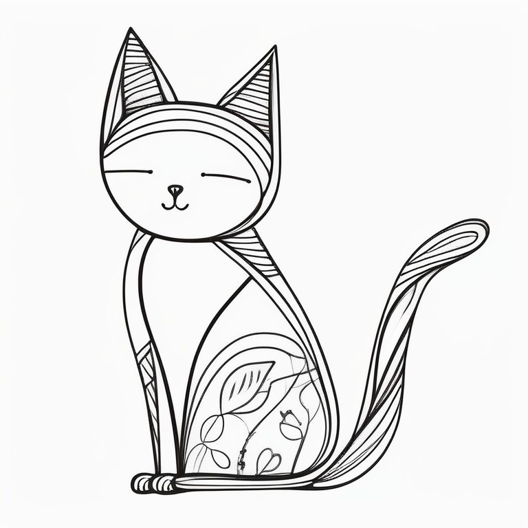 极简主义手绘涂鸦艺术猫