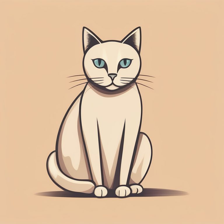极简主义温暖柔和色彩的单只猫咪插画