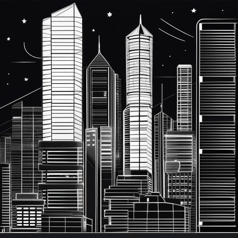 极简主义线条建筑夜景